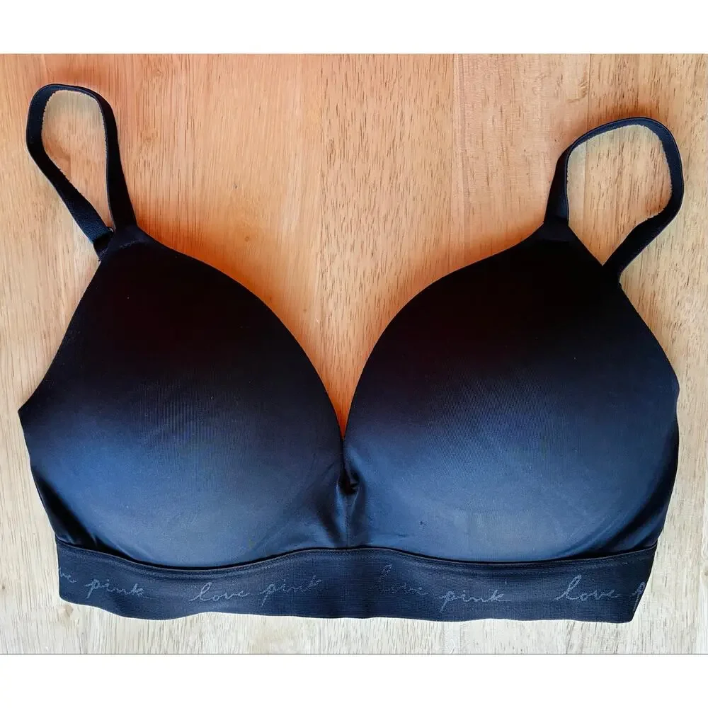 PINK Wear Everywhere Wireless Push Up Bra Black Comfort Everyday 36D